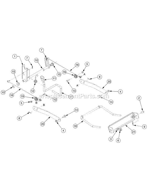 Lift Assembly Diagram and Parts List for SLT1554 13AK11CK709, 13AK11CK710, 13AK11CK712 Cub Cadet Lawn Tractor